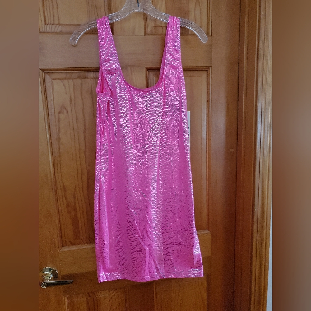 Carabella Collection Womens Tight Bodycon Dress Size Large. Bright Pink/Silver.
